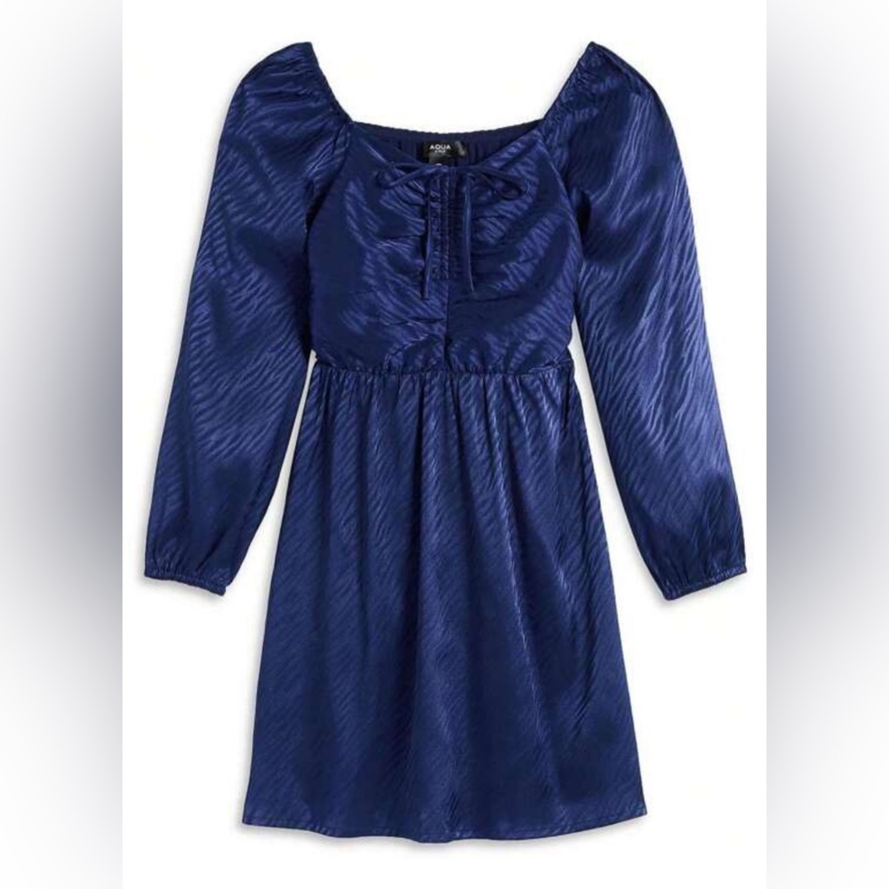 EUC - Aqua - Girls Navy Long Sleeve with Animal Stripe Shiny Design - Size 10/12